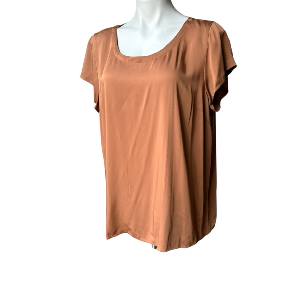 NWT PURE JILL J JILL Lenzing Ecovero Short Sleeve Top in Saffron, Sz L - Picture 4 of 13